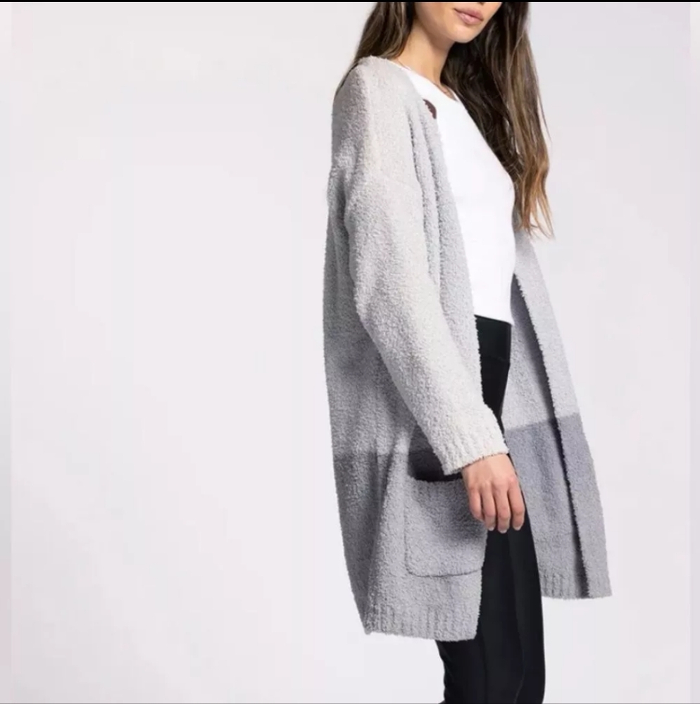 Thread & Supply Cozy Cloud Open Cardigan Women's One Size Gray Pockets